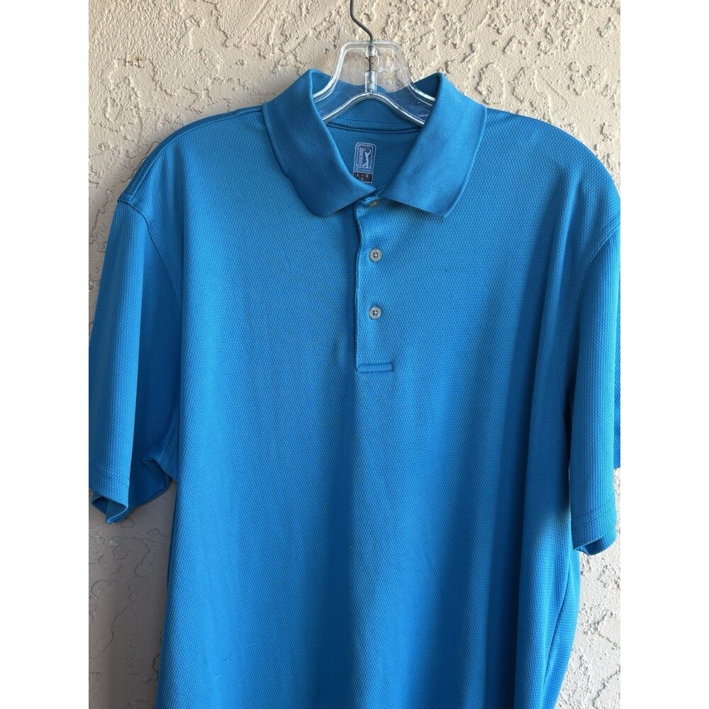 PGA Tour UPF 15 Sz Large Blue Golf Retail $62 Performance Dry Men’s Polo Shirt